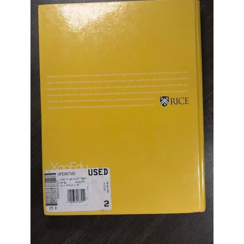 OpenStax Introduction to Sociology 2e Textbook‎ Hardcover Yellow 2nd Edition